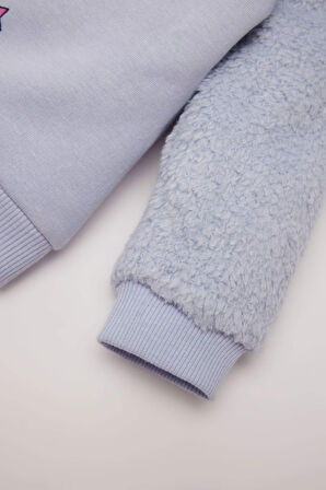 DeFacto Kız Bebek Bisiklet Yaka Unicorn Baskılı İçi Yumuşak Tüylü Sweatshirt D7198A524WNBE216