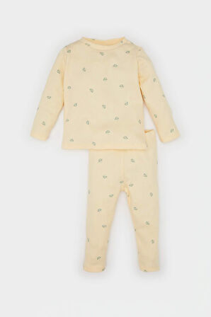 DeFacto Kız Bebek Pijama Takımı Desenli Uzun Kollu Fitilli Kaşkorse Üst Beli Lastikli Uzun Alt D8294A5NSYL513