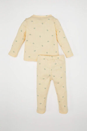 DeFacto Kız Bebek Pijama Takımı Desenli Uzun Kollu Fitilli Kaşkorse Üst Beli Lastikli Uzun Alt D8294A5NSYL513