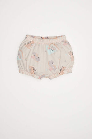 DeFacto Kız Bebek Pijama Takımı Dinazor Baskılı Kısa Kollu Penye Üst Beli Lastikli Şort D8295A5NSPN262