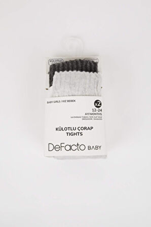 DeFacto Kız Bebek Dikişsiz 2'li Pamuklu Külotlu Çorap D2500A5NSKR1