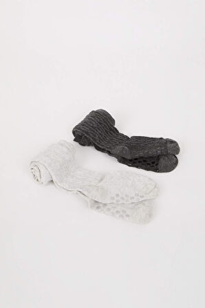 DeFacto Kız Bebek Dikişsiz 2'li Pamuklu Külotlu Çorap D2500A5NSKR1