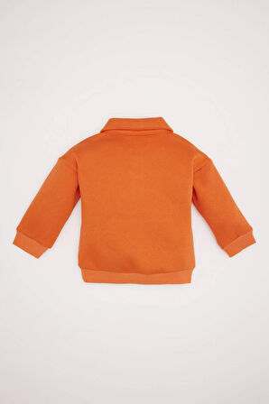 DeFacto Kız Bebek Bebe Yaka Düğmeli İçi Yumuşak Tüylü Sweatshirt D4992A524WNOG343