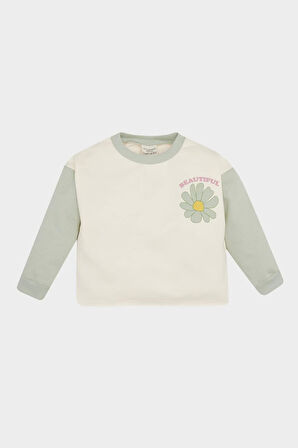 DeFacto Kız Bebek Bisiklet Yaka Çiçekli İçi Yumuşak Tüylü Sweatshirt D7185A524WNER99