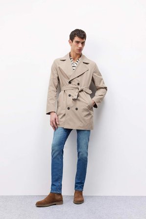 DeFacto Slim Fit Astarlı Düğmeli Cepli Kemerli Mevsimlik Trençkot D5528AX25SPBG193