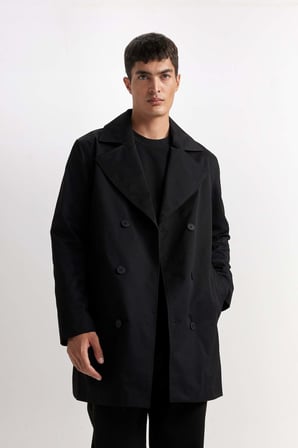 DeFacto Slim Fit Dar Kesim Düğmeli Kemerli Trençkot D5528AX25SPBK27