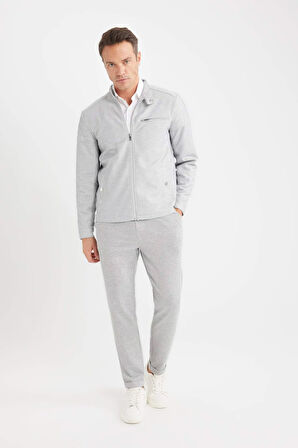 Slim Fit Dar Kesim Dik Yaka Fermuarlı Mont