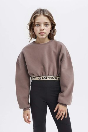 DeFacto Crop Bisiklet Yaka Baskılı İçi Yumuşak Tüylü Sweatshirt Kız Çocuk D6186A824WNBN570
