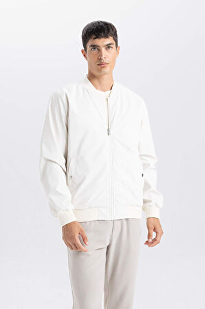 Slim Fit Bomber Mont Ceket Dar Kesim Kolej Yaka Fermuarlı Çift Cepli Mevsimlik Hafif 