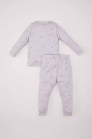 Kız Bebek Pijama Takımı Tavşan Baskılı Uzun Kollu Üst Beli Lastikli Uzun Alt