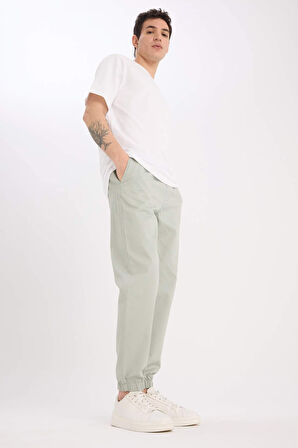 DeFacto Jogger Slim Fit Dar Kesim Beli Bağcıklı Gabardin Pantolon D8607AX25SPGN1255