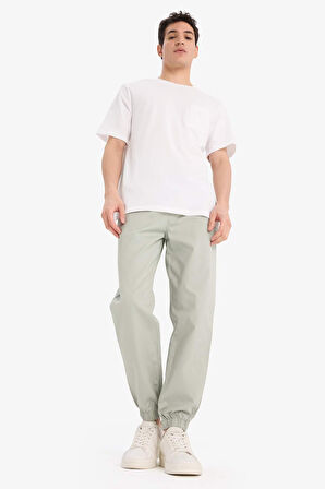 DeFacto Jogger Slim Fit Dar Kesim Beli Bağcıklı Gabardin Pantolon D8607AX25SPGN1255