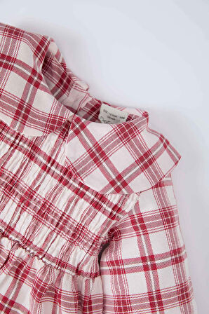 DeFacto Kız Bebek Kareli Uzun Kollu Flanel Elbise D7426A524WNBR285