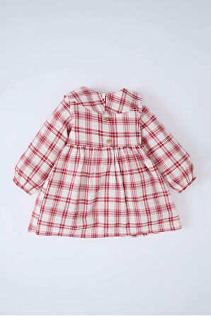 DeFacto Kız Bebek Kareli Uzun Kollu Flanel Elbise D7426A524WNBR285