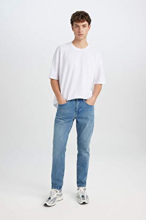 Slim Tapered Fit Dar Paça Jean Pantolon