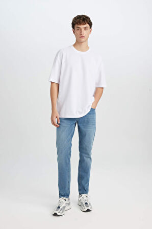 Slim Tapered Fit Dar Paça Jean Pantolon