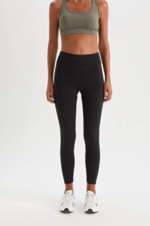 DeFactoFit Yüksek Bel Beli Saran Esnek Basic Düz Sporcu Tayt B4147AX25SPBK81