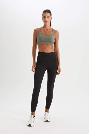 DeFactoFit Yüksek Bel Beli Saran Esnek Basic Düz Sporcu Tayt B4147AX25SPBK81