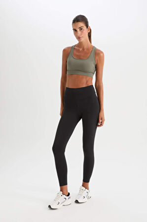 DeFactoFit Yüksek Bel Beli Saran Esnek Basic Düz Sporcu Tayt B4147AX25SPBK81