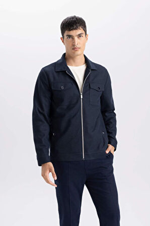 Slim Fit Dar Kesim Polo Yaka Fermuarlı Mont