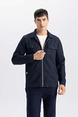 Slim Fit Dar Kesim Polo Yaka Fermuarlı Mont