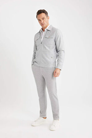 Slim Fit Dar Kesim Polo Yaka Fermuarlı Mont