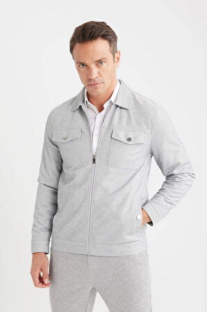 Slim Fit Dar Kesim Polo Yaka Fermuarlı Mont