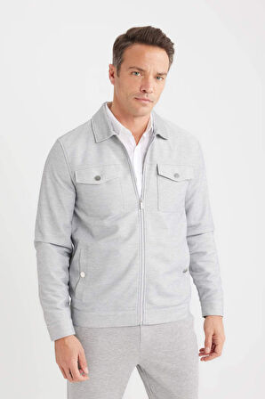 Slim Fit Dar Kesim Polo Yaka Fermuarlı Mont