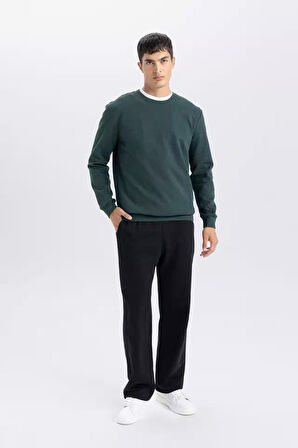Regular Fit Bisiklet Yaka Jakarlı Sweatshirt