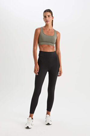 DeFactoFit Yüksek Bel İçi Yumuşak Tüylü Beli Saran Basic Düz Sporcu Tayt W8206AZ25SPBK81