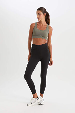 DeFactoFit Yüksek Bel İçi Yumuşak Tüylü Beli Saran Basic Düz Sporcu Tayt W8206AZ25SPBK81
