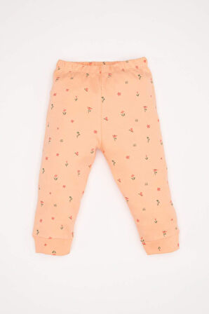 Kız Bebek Pijama Takımı Bisiklet Yaka Çiçekli Uzun Kollu Üst Uzun Alt