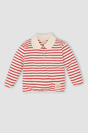 DeFacto Kız Bebek Bebe Yaka Çizgili Sweatshirt D7872A525SPRD54