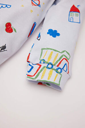 DeFacto Erkek Bebek Yenidoğan Dinazor Baskılı Uzun Kollu Fermuarlı Tulum D8324A5NSBE216