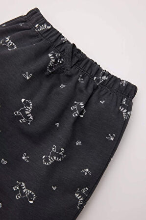 Erkek Bebek Regular Fit Zebra Desenli Beli Lastikli Eşofman Altı