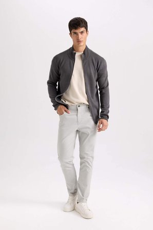 DeFacto Yazlık Gabardin Chino Kanvas Pantolon Slim Fit Dar Kesim Dar Paça Cepli B2089AX25SPGR296