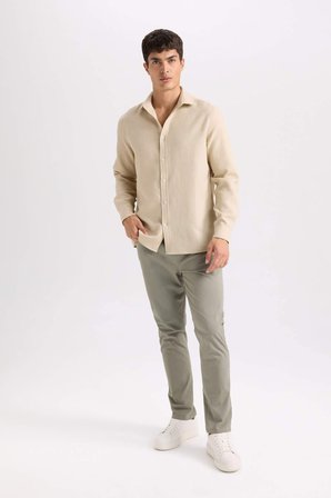 DeFacto Yazlık Gabardin Chino Kanvas Pantolon Slim Fit Dar Kesim Dar Paça Cepli B2089AX25SPKH454