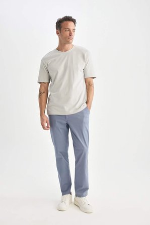 DeFacto Yazlık Gabardin Chino Kanvas Pantolon Slim Fit Dar Kesim Dar Paça Cepli B2089AX25SPBE801