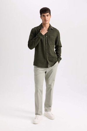 DeFacto Regular Fit Normal Kesim Yazlık Düz Paça Chino Kanvas Pantolon D7349AX25SPKH475