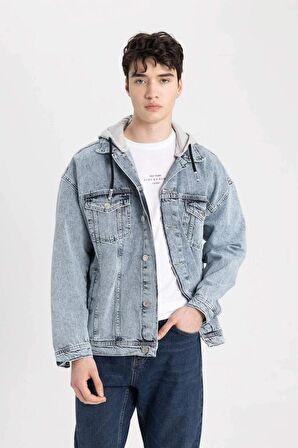 DeFacto Oversize Fit Kapüşonlu Jean Ceket B8181AX24SPNM39