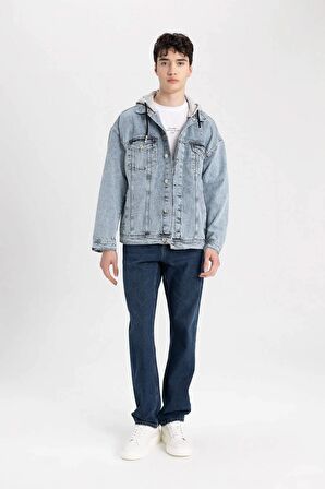 DeFacto Oversize Fit Kapüşonlu Jean Ceket B8181AX24SPNM39