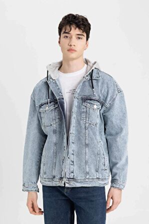 DeFacto Oversize Fit Kapüşonlu Jean Ceket B8181AX24SPNM39