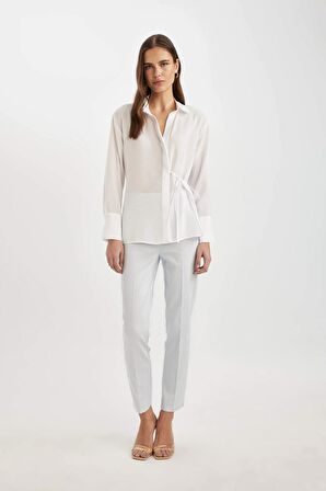 DeFacto Oversize Fit Kaçık Yaka Uzun Kollu Gömlek C4525AX24SMWT34