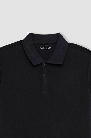 DeFactoFit Slim Fit Dar Kesim Kısa Kollu Pamuklu Sporcu Polo Tişört V2910AZ24SPAR214