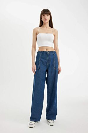 DeFacto Wide Leg Fit Geniş Kalıp Normal Bel Geniş Paça Jean Pantolon C4115AX24HSNM39