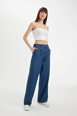 DeFacto Wide Leg Fit Geniş Kalıp Normal Bel Geniş Paça Jean Pantolon C4115AX24HSNM39
