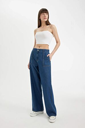 DeFacto Wide Leg Fit Geniş Kalıp Normal Bel Geniş Paça Jean Pantolon C4115AX24HSNM39