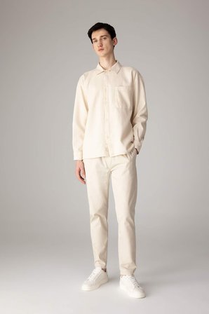 DeFacto Oversize Geniş Kalıp Polo Yaka Waffle Uzun Kollu Gömlek C2841AX24SPBG734