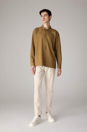 DeFacto Oversize Geniş Kalıp Polo Yaka Waffle Uzun Kollu Gömlek C2841AX24SPKH502