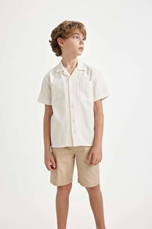 DeFacto Erkek Çocuk Oversize Geniş Kalıp Polo Yaka Kısa Kollu Gömlek C2897A824SMWT34